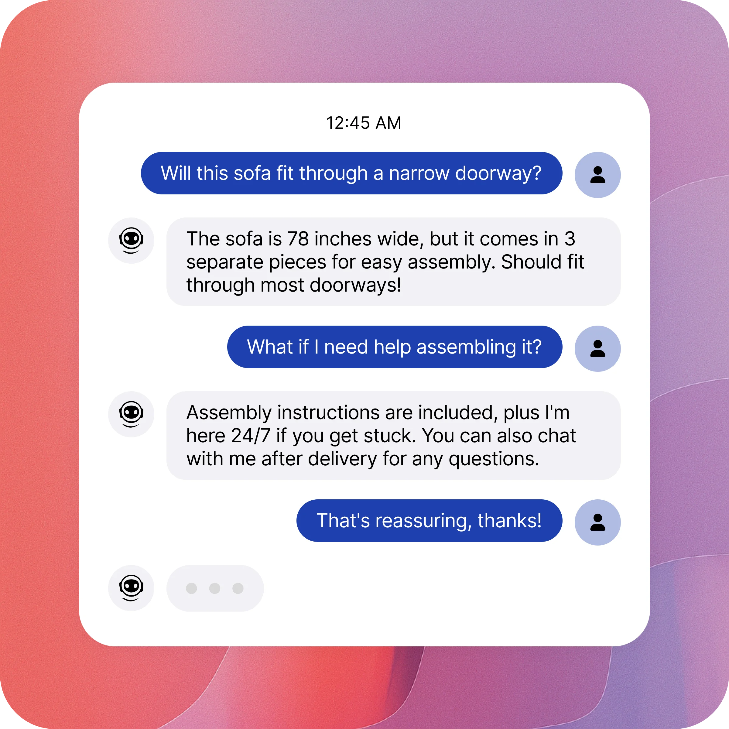 AI chatbot providing natural, human-like customer service conversations